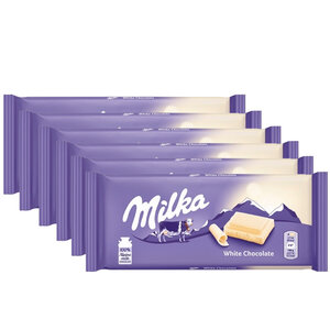 Milka Value Pack Caramelos - 6 barritas de chocolate blanco Milka de 100 gramos cada una Milka Value Pack Caramelos - 6 barritas de chocolate blanco Milka de 100 gramos cada una