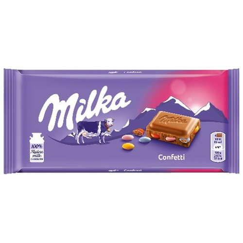 Milka Vorteilsverpackung Candy - 6 Riegel Milka Schokoriegel Konfetti von 100 Gramm