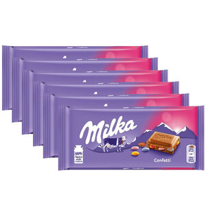 Milka Vorteilsverpackung Candy - 6 Riegel Milka Schokoriegel Konfetti von 100 Gramm