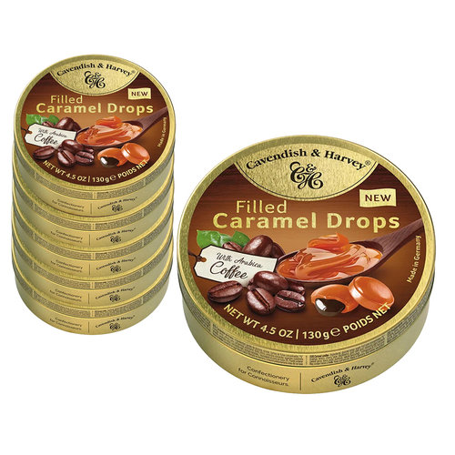 Voordeelverpakking Snoepgoed - 6 blikjes Caramel met Coffee Drops á 200 gram