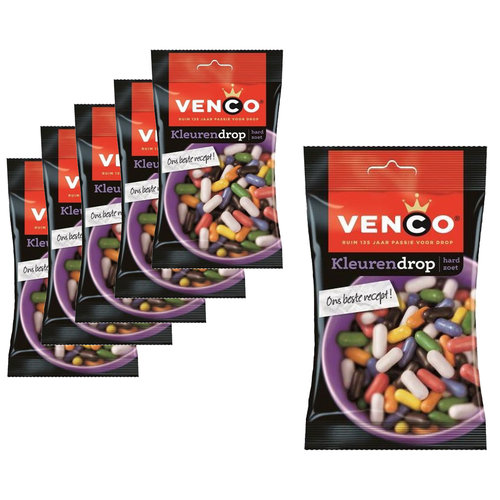 Venco Candy de package avantage - 6 sacs de gouttes de couleur Venco de 166 grammes