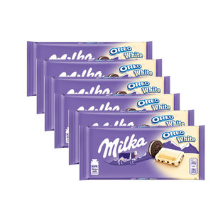 Milka Vorteilsverpackung Candy - 6 Riegel Milka Schokoriegel mit Oreo White á 100 Gramm