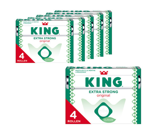 King Voordeelverpakking Snoepgoed - 6 x 4-pack King Pepermunt X-Strong á 44 gram per rol