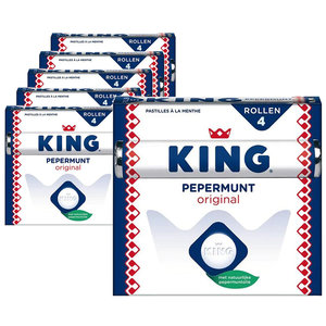 King Paquete económico de caramelos - Paquete de 6 x 4 King Peppermint Original 44 gramos por rollo King Paquete económico de caramelos - Paquete de 6 x 4 King Peppermint Original 44 gramos por rollo