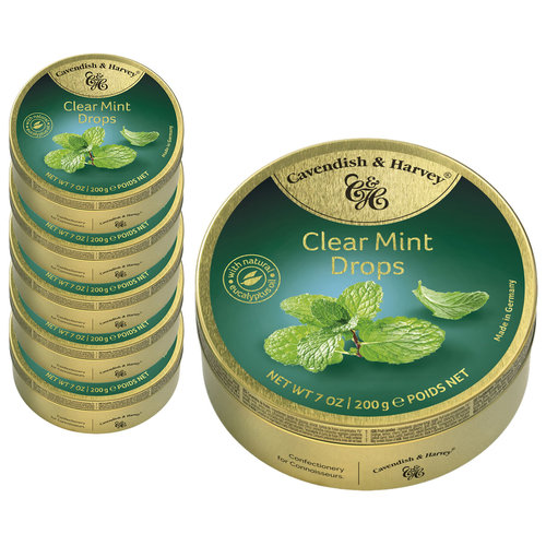 Voordeelverpakking Snoepgoed - 6 blikjes Clear Mint Drops á 200 gram