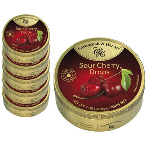 Opakowanie promocyjne – 6 puszek cukierków wiśniowych po 200 gramów każda