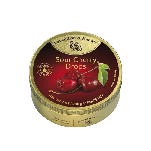 Voordeelverpakking Snoepgoed - 6 blikjes Sour Cherry Drops á 200 gram