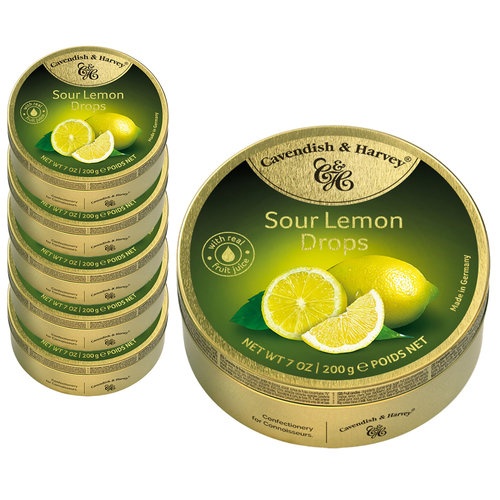 Advantage package of sweets - 6 cans Sour Lemon Drops á 200 grams