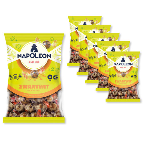 Napoleon Vorteilsverpackung Candy - 6 Beutel Napoleon Black/White Bullets á 150 Gramm