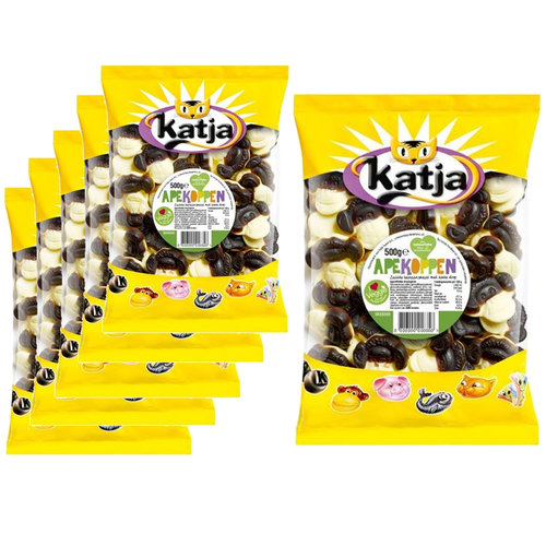 Katja Vorteilsverpackung Candy - 6 Beutel Katja Apekoppen á 500 Gramm