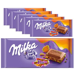 Milka Value Pack Caramelos - 6 barritas de chocolate Milka con Daim, 100 gramos cada una