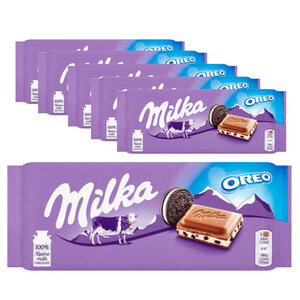 Milka Confezione Risparmio Caramelle - 6 barrette di cioccolato Milka con Oreo da 100 grammi ciascuna Milka Confezione Risparmio Caramelle - 6 barrette di cioccolato Milka con Oreo da 100 grammi ciascuna