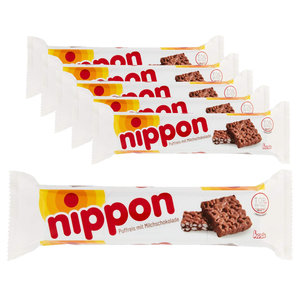 Advantage package of sweets - 6 strips of nippon milk chocolate with puffed rice of 200 grams