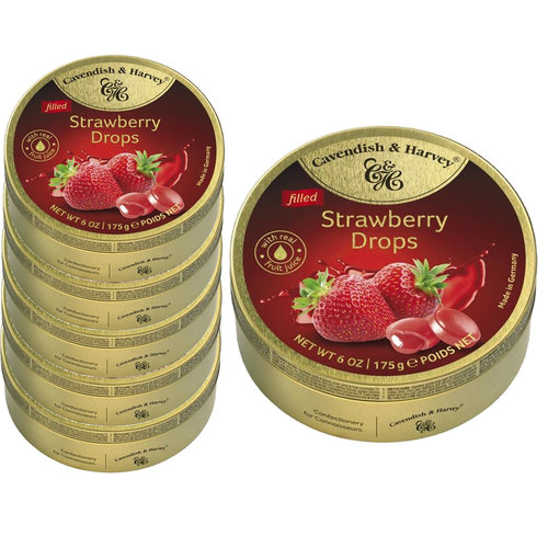 Vorteilspack Candy - 6 Dosen Strawberry Drops á 175 Gramm