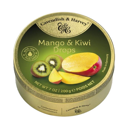 Voordeelverpakking Snoepgoed - 6 blikjes Mango/Kiwi Drops á 200 gram