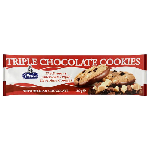 Merba Voordeelverpakking Snoepgoed - 6 verpakkingen Merba Triple Chocolate Cookies á 180 gram