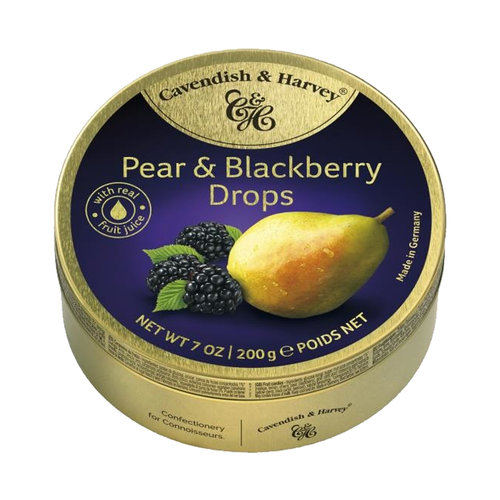 Voordeelverpakking Snoepgoed - 6 blikjes Pear en Blackberry Drops á 200 gram