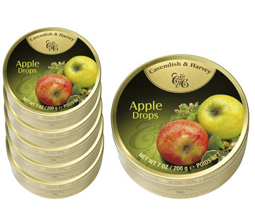 Voordeelverpakking Snoepgoed - 6 blikjes Apple Drops á 200 gram