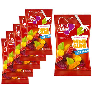 Red band Voordeelverpakking Snoepgoed - 6 zakjes Red Band Winegums á 100 gram