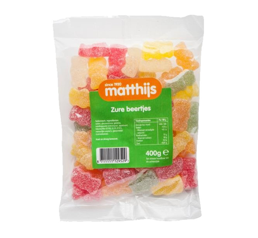 Advantage Packing Sweets - 6 Bags Matthijs Zure Beertjes á 400 grams