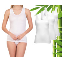 3 Stück Boru Bamboo Shirt Damen - Bambus - Breites Band - Weiß - Größe S