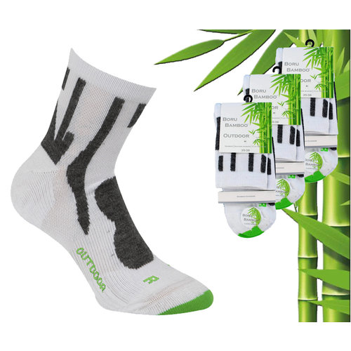 Boru Bamboo 3 Paar Boru Bamboo Outdoor Sokken - Bamboe - Wit - Maat 39-42 Boru Bamboo 3 Paar Boru Bamboo Outdoor Sokken - Bamboe - Wit - Maat 39-42