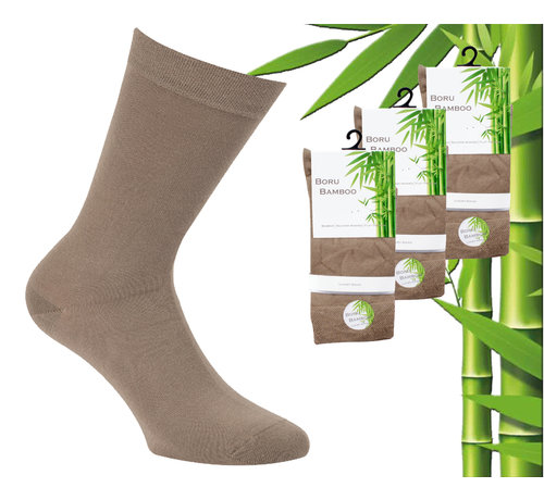 3 Paar Boru Bamboo Sokken - Bamboe - Donker Beige - Maat 43-45