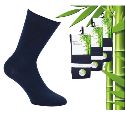 3 Paar Boru Bamboo Sokken - Bamboe - Donker Blauw - Maat 43-45