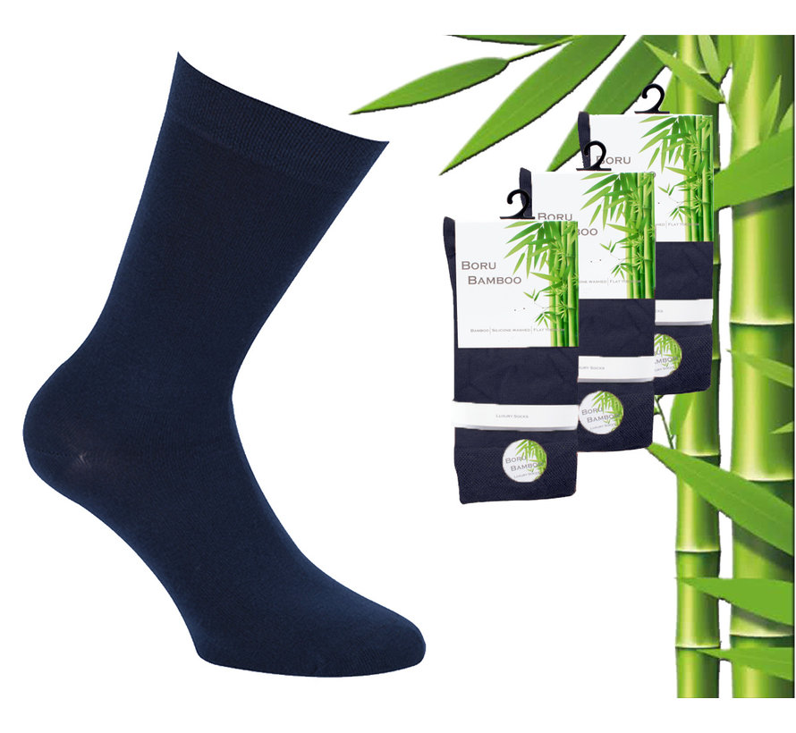 3 Paar Boru Bamboo Sokken - Bamboe - Donker Blauw - Maat 43-45