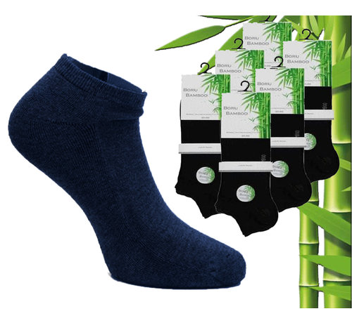 6 Paar Boru Bamboo Enkelsokken - Bamboe - Badstof - Donker Blauw - Maat 36-40