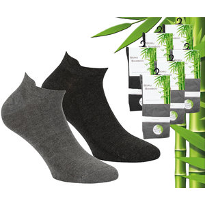 Boru Bamboo 6 paires de chaussettes de cheville bambou boru + lèvre - bambou - gris - taille 31-35