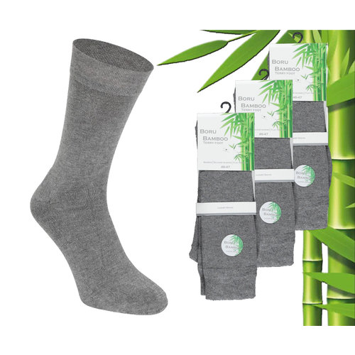 Boru Bamboo 3 Paar Boru Bambussocken - Bambus - Frottee - Grau - Größe 39-42 Boru Bamboo 3 Paar Boru Bambussocken - Bambus - Frottee - Grau - Größe 39-42