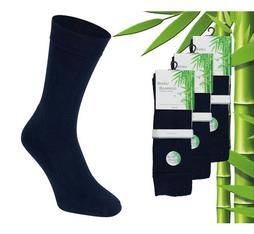 Boru Bamboo 3 Paar Boru Bamboo Sokken - Bamboe - Badstof - Donker Blauw - Maat 43-45