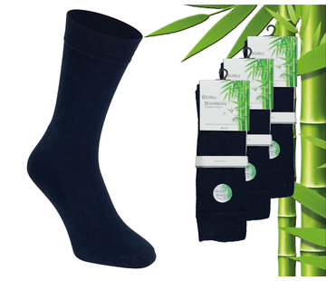 Boru Bamboo 3 Paar Boru Bamboo Sokken - Bamboe - Badstof - Donker Blauw - Maat 35-38