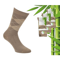 3 pairs of Boru Bamboo socks - Bamboo - Square - Beige - Size 46-47