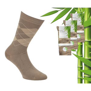 Boru Bamboo 3 paires de chaussettes en bambou boru - bambou - carré - beige - taille 43-45