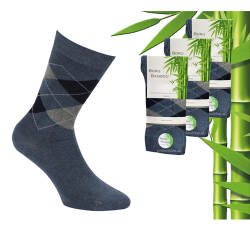 Boru Bamboo 3 Paar Boru Bamboo Sokken - Bamboe - Square - Jeans - Maat 43-45