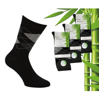 3 pairs of Boru Bamboo socks - Bamboo - Square - Black - Size 46-47