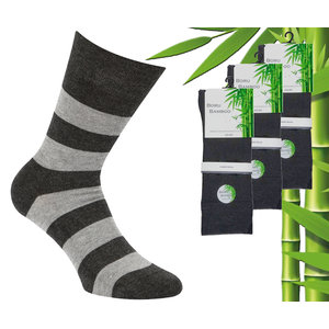 Boru Bamboo 3 pairs of Boru Bamboo socks - Bamboo - Stripe - Antra - Size 46-47