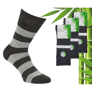 Boru Bamboo 3 pairs of Boru Bamboo socks - Bamboo - Stripe - Antra - Size 43-45