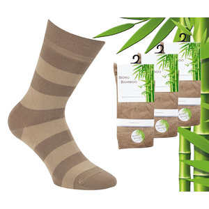Boru Bamboo 3 Paar Boru Bamboo Sokken - Bamboe - Stripe - Beige - Maat 46-47