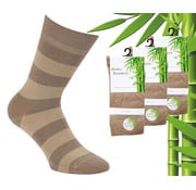 Boru Bamboo 3 Paar Boru Bamboo Sokken - Bamboe - Stripe - Beige - Maat 43-45
