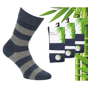 Boru Bamboo 3 Paar Boru Bamboo Sokken - Bamboe - Stripe - Jeans - Maat 46-47