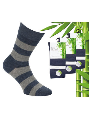 Boru Bamboo 3 Paar Boru Bamboo Sokken - Bamboe - Stripe - Jeans - Maat 43-45