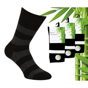 Boru Bamboo 3 pairs of Boru Bamboo socks - Bamboo - Stripe - Black - Size 46-47