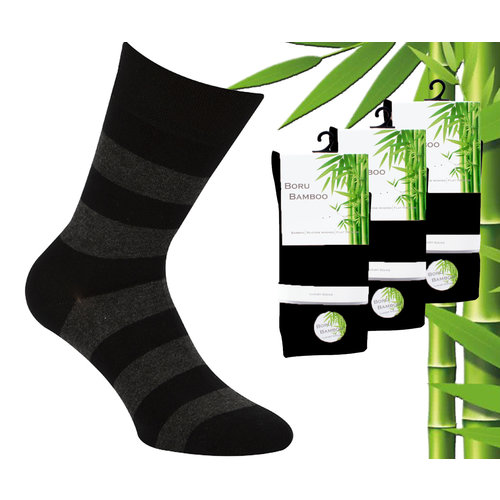 Boru Bamboo 3 Paar Boru Bambussocken - Bambus - Streifen - Schwarz - Größe 43-45 Boru Bamboo 3 Paar Boru Bambussocken - Bambus - Streifen - Schwarz - Größe 43-45