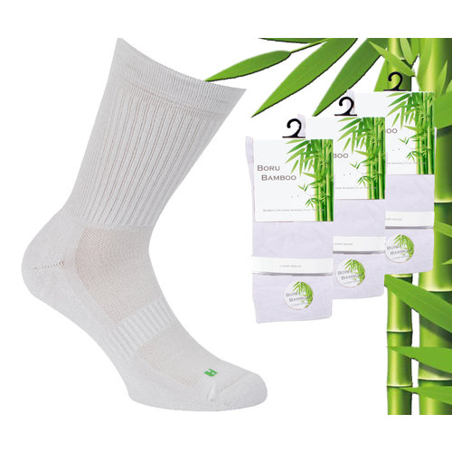 Boru Bamboo 3 Paar Boru Bamboo Sport Sokken - Bamboe - Wit - Maat 43-45 Boru Bamboo 3 Paar Boru Bamboo Sport Sokken - Bamboe - Wit - Maat 43-45