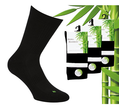 Boru Bamboo 3 Paar Boru Bamboo Sport Sokken - Bamboe - Zwart - Maat 46-47