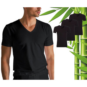 Boru Bamboo 3 Stück Boru Bamboo T-Shirt Herren - Bambus - V-Ausschnitt - Schwarz - Größe XL