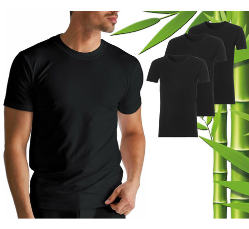 Boru Bamboo 3 Stuks Boru Bamboo T-Shirt Heren - Bamboe - X-Lang - Zwart - Maat XL